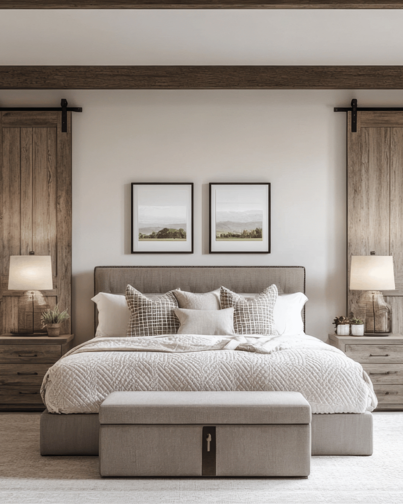 Barn doors add the touch of rustic here