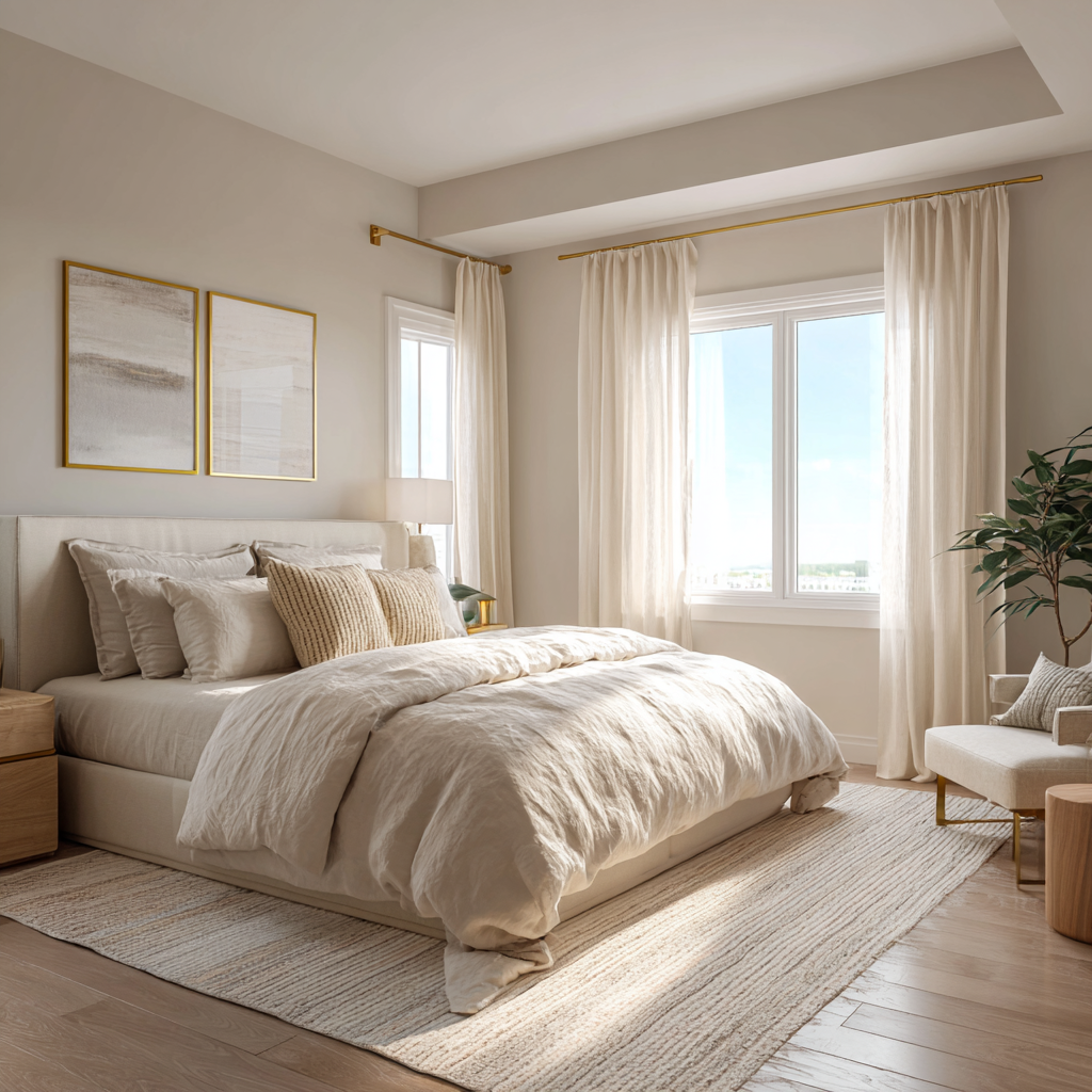 Clean big windows add to the minimalist feel