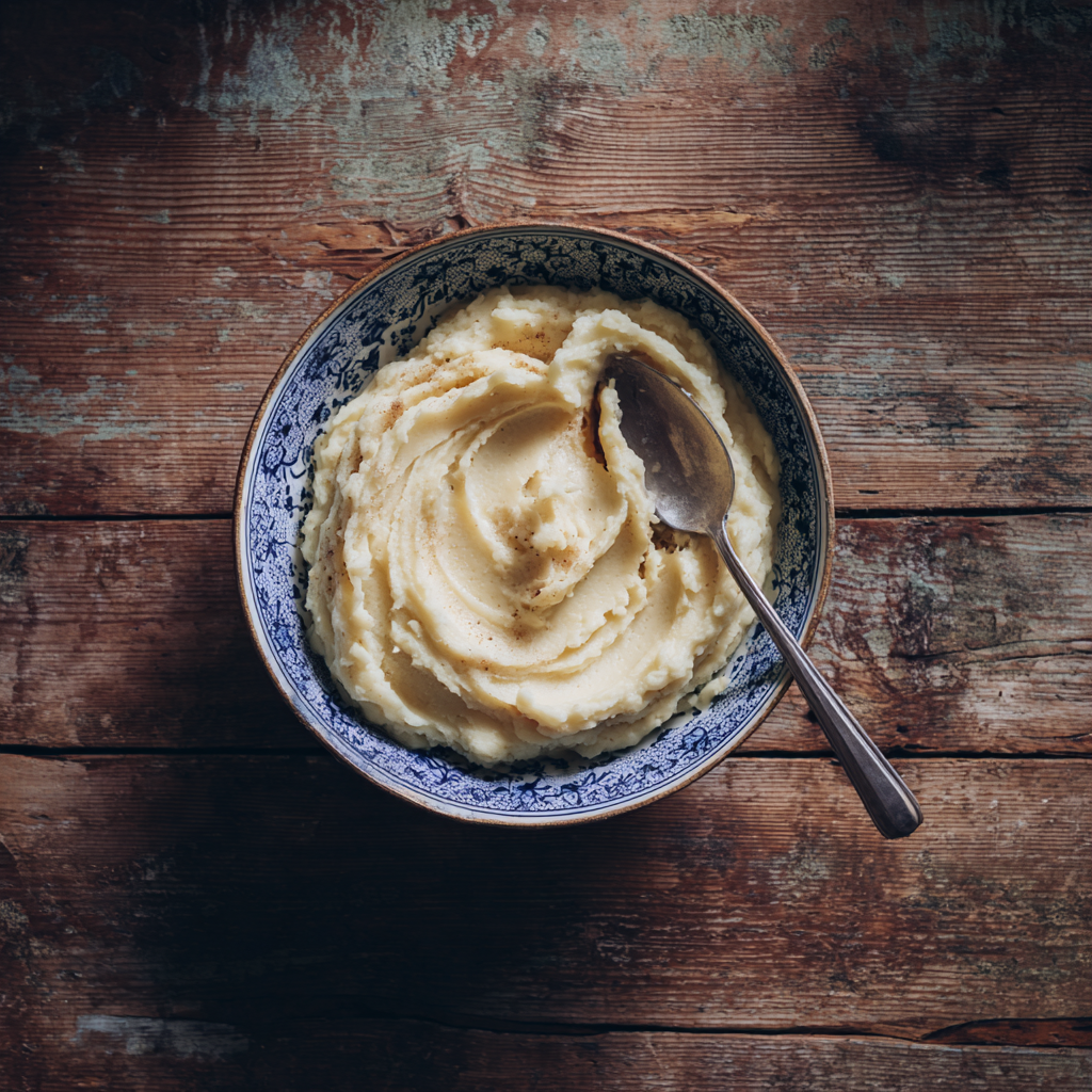 Creamy potatoes with soft tang.
