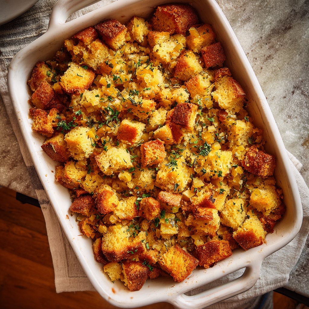 Crispy edges and plush cornbread center.