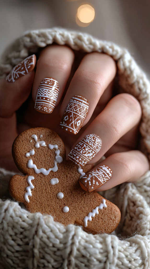 Gingerbread nails for Christmas Yes, please.