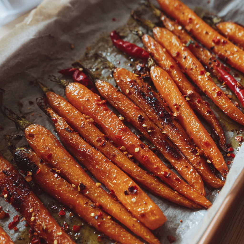 Honey Roasted Carrots with Chili Flakes