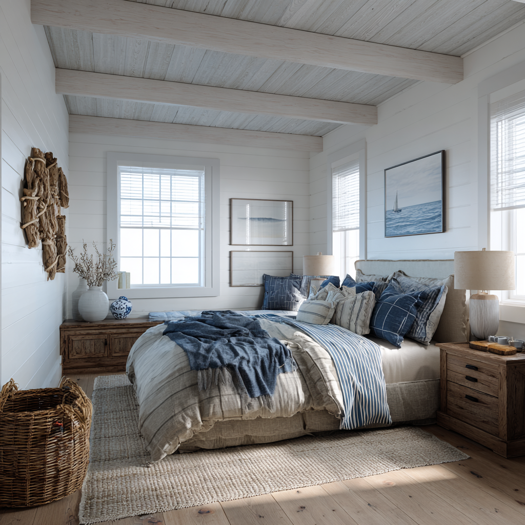Rattan, cottons, and other natural material add to the costal vibes
