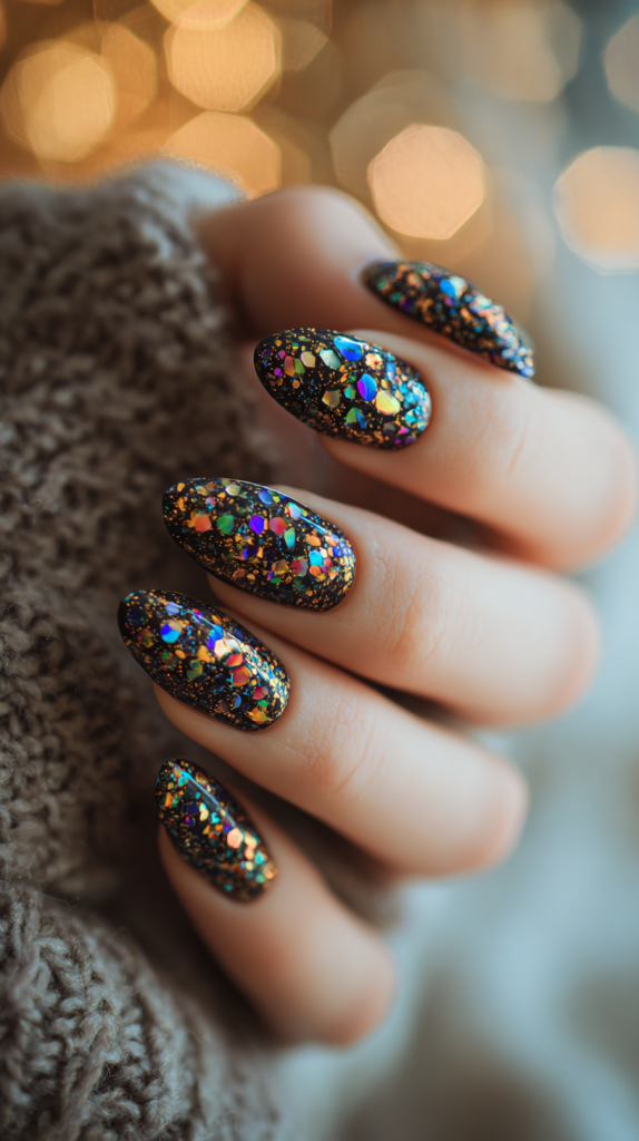 Rhinestone Christmas nails