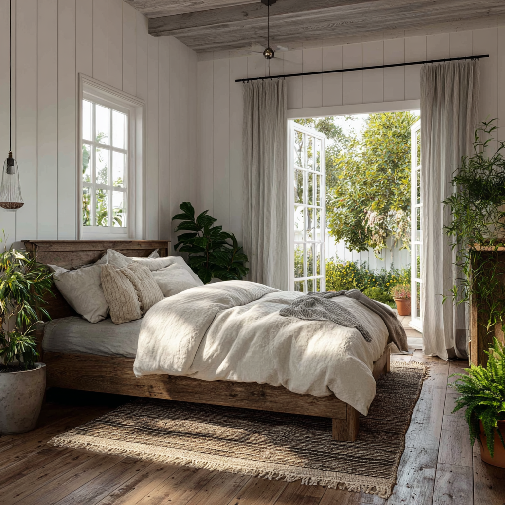 Scandinavian farmhouse style bedroom
