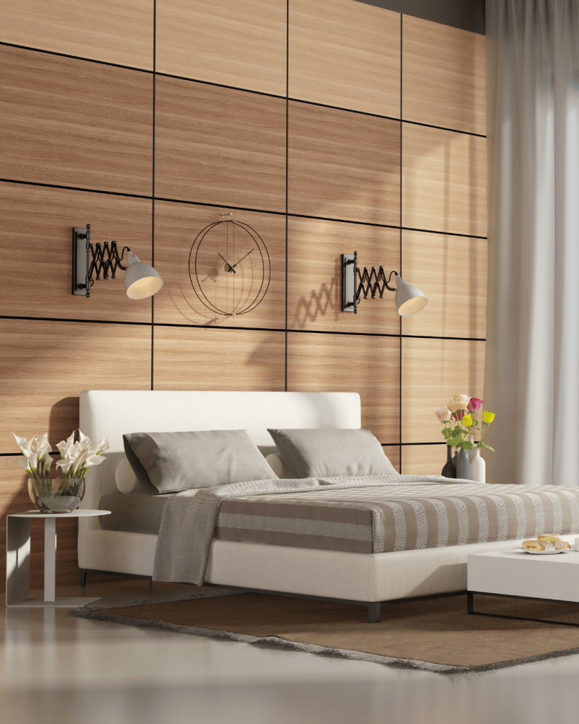 Scandinavian inspired master bed feels like quiet luxury