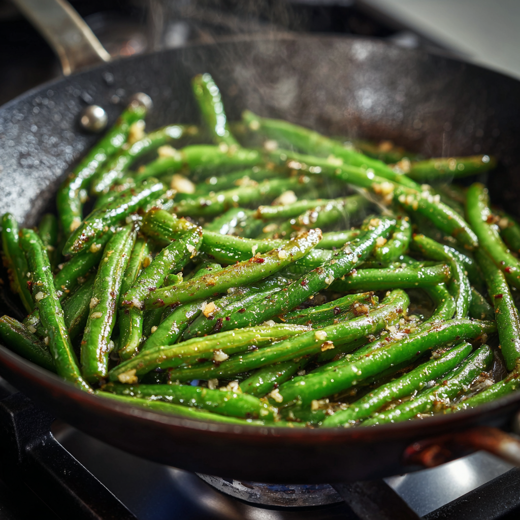 Smoky beans with warm garlic notes.