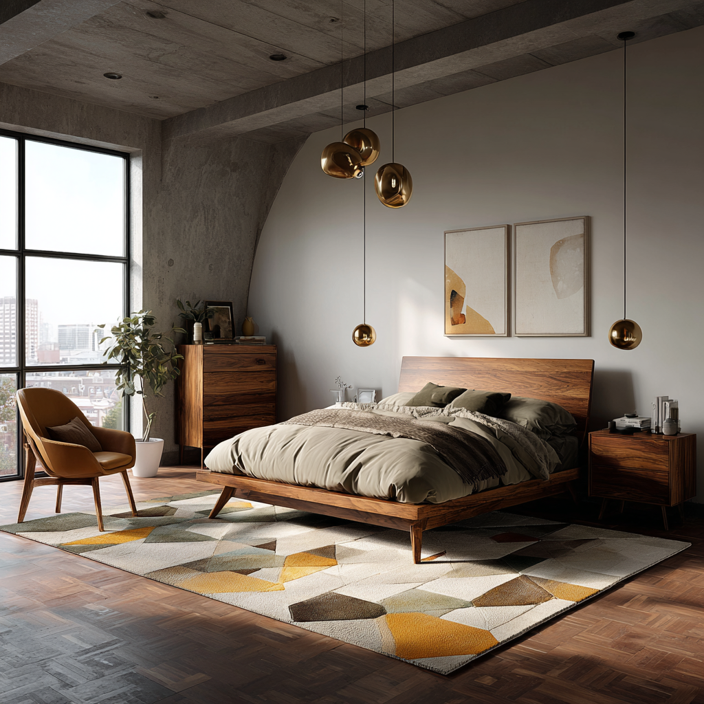 The curved paint lines add to the elegance of this room