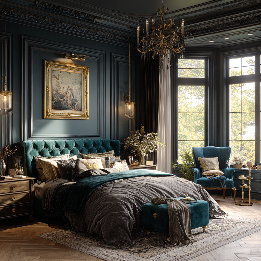 Use rich color schemes and antique fixtures to create Victorian drama